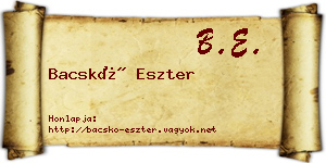 Bacskó Eszter névjegykártya